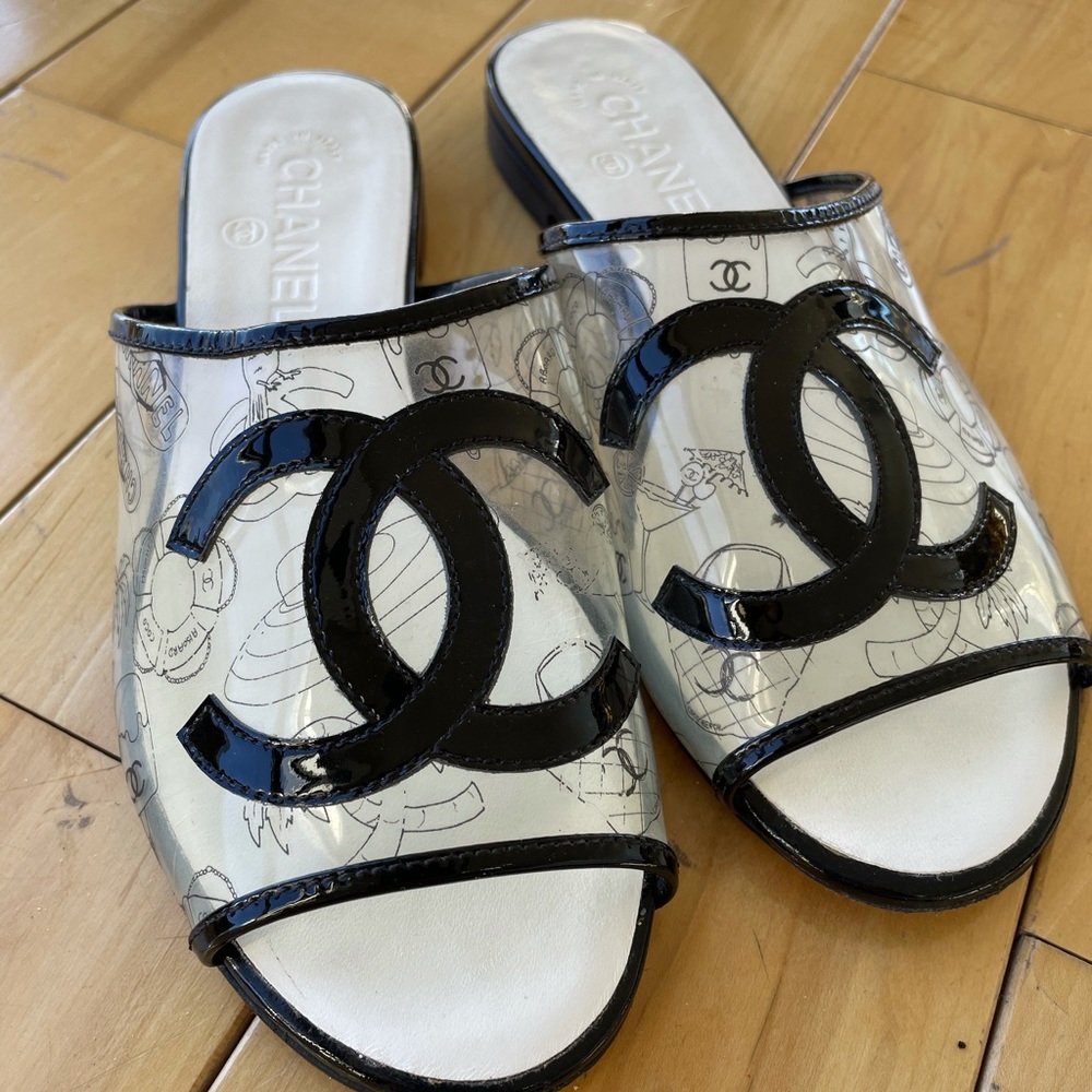 Chanel PVC Fantasy Patent CC Mules